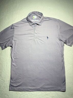 Tailorbyrd Light Pattern Vertical Rectangles Polo with Blue Byrd Logo